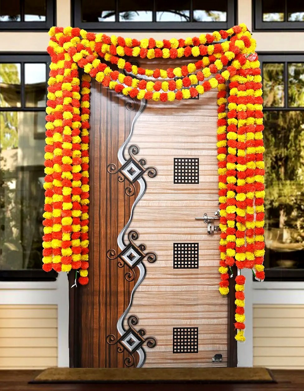 Artificial Marigold Flower Garlands Indian Wedding Event Decoration 10 Pcs