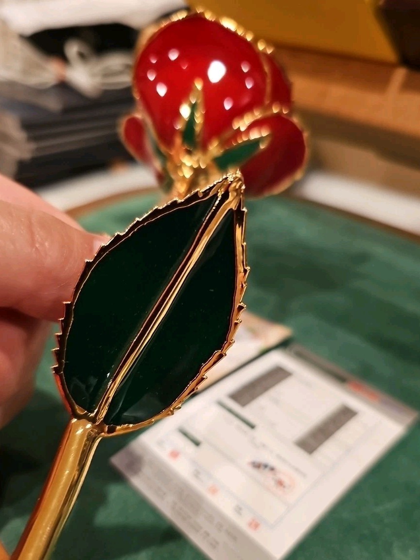 24K Gold Dipped Long Stem Real Rose in Gift Box – Perfect gift for any occasion!