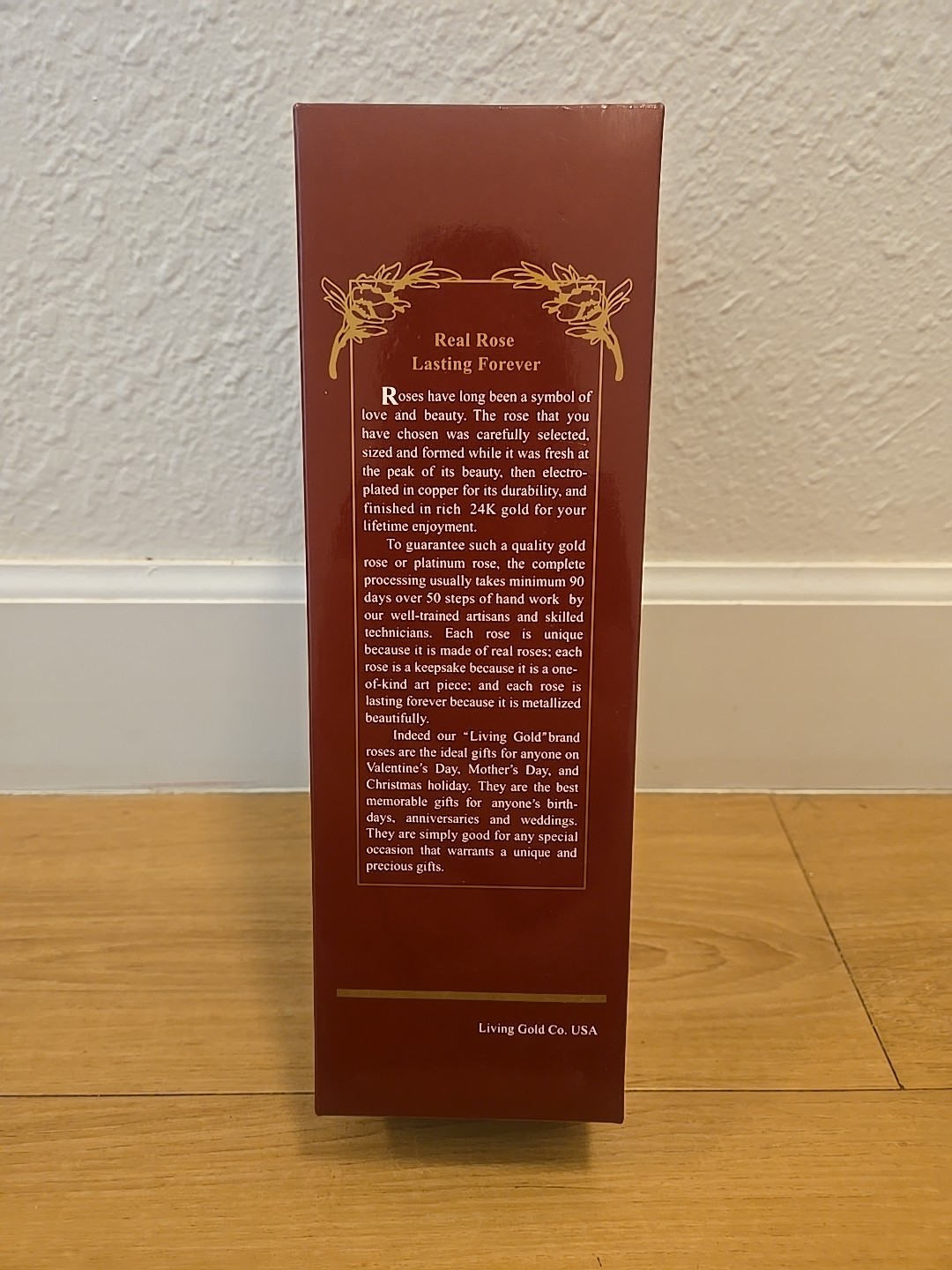 LIVING GOLD REAL RED ROSE PRESERVED & Dipped IN 24K GOLD. NEW IN BOX