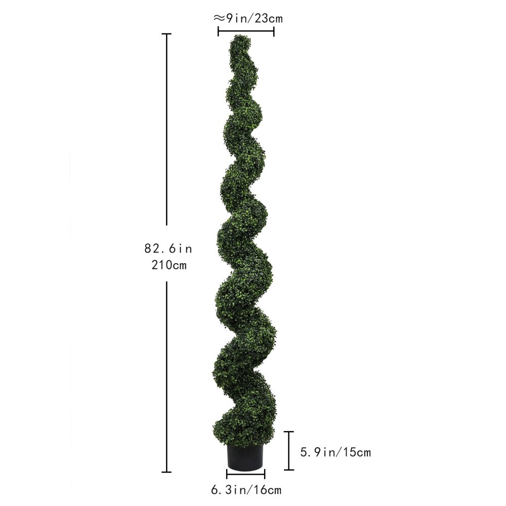 7FT Spiral Topiary Trees Artificial Outdoor Faux Plants Twisted Green Potted