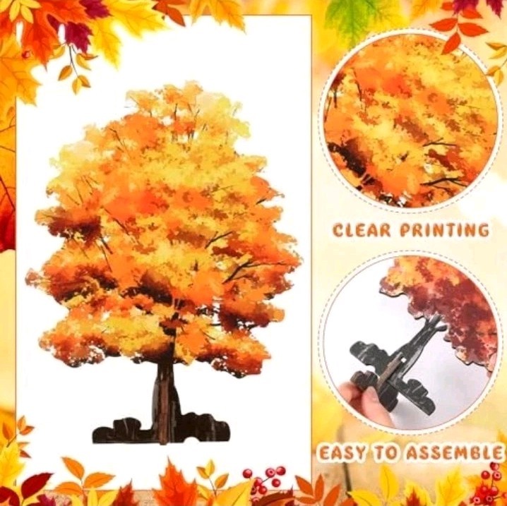 5 Pieces Mini Fall Maple Trees 2D 5 Size Autumn Artificial Miniature Trees Flat