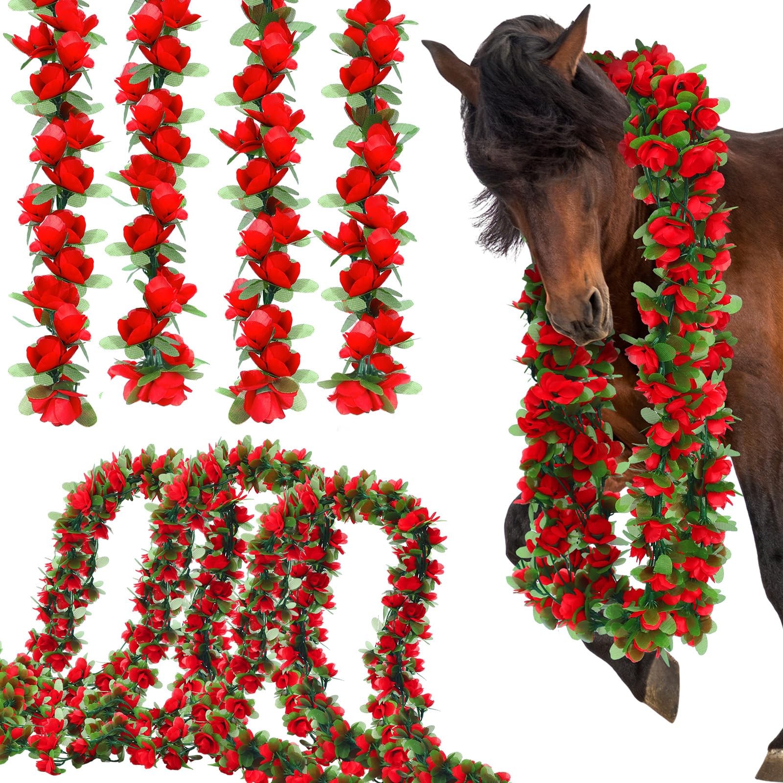 96Ft 16 Pack Fake Red Roses Vines Silk Flowers Faux Plastic Outdoor Hanging F…