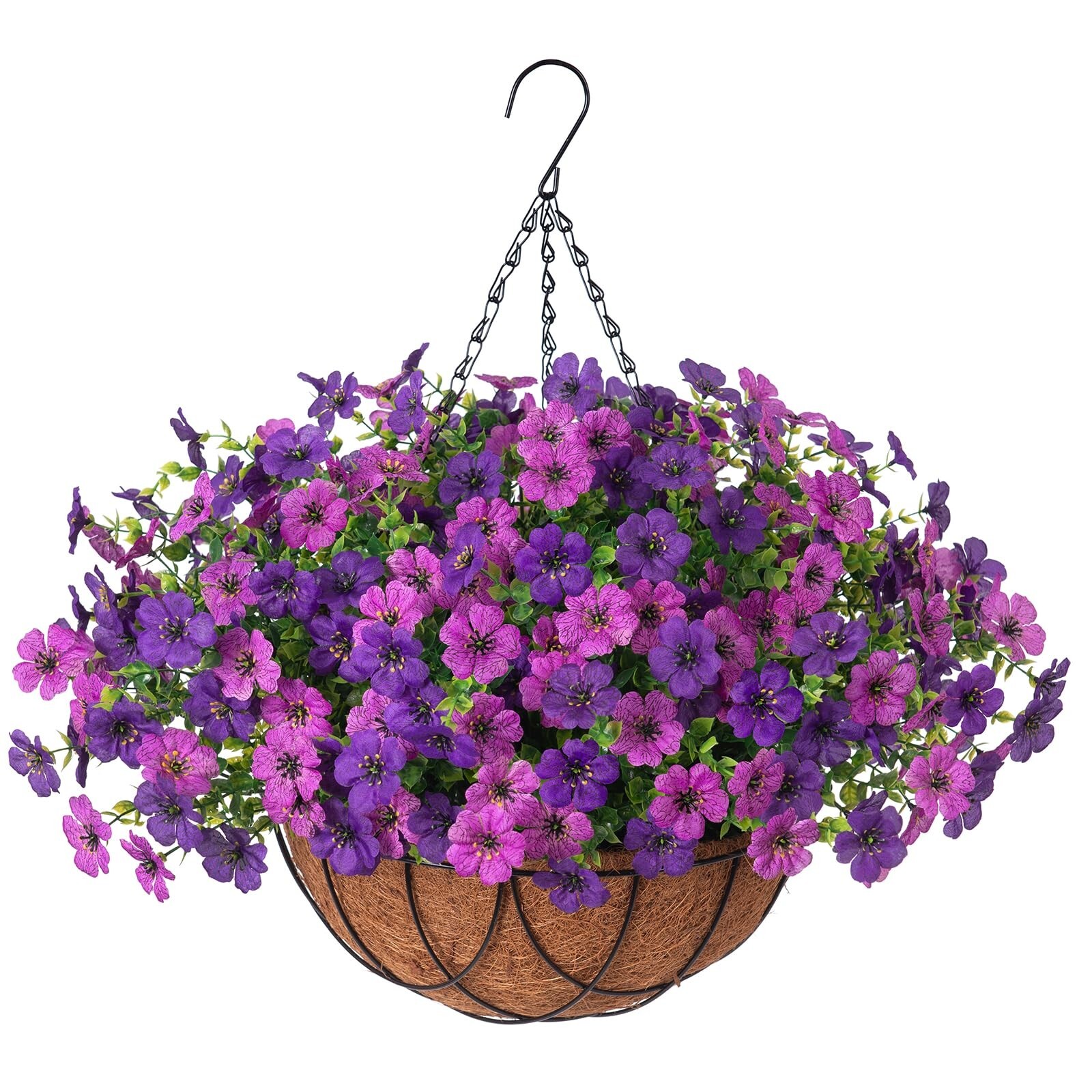 Artificial Silk Flowers Hanging Baskets Outdoors Indoors, Daisy with Eucalypt…
