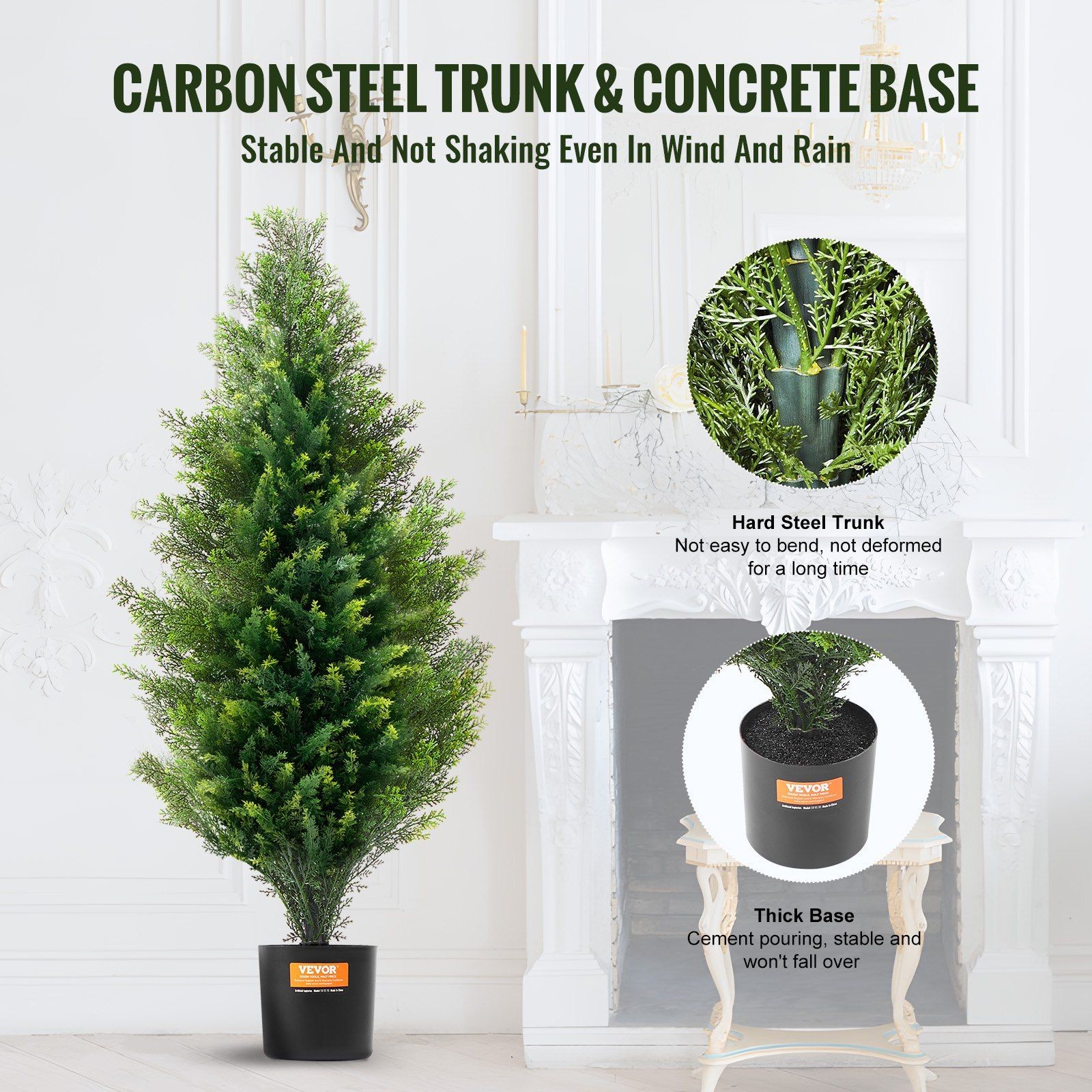 Stable 36in Cedar Topiary Set Reinforced Base for Outdoor Indoor