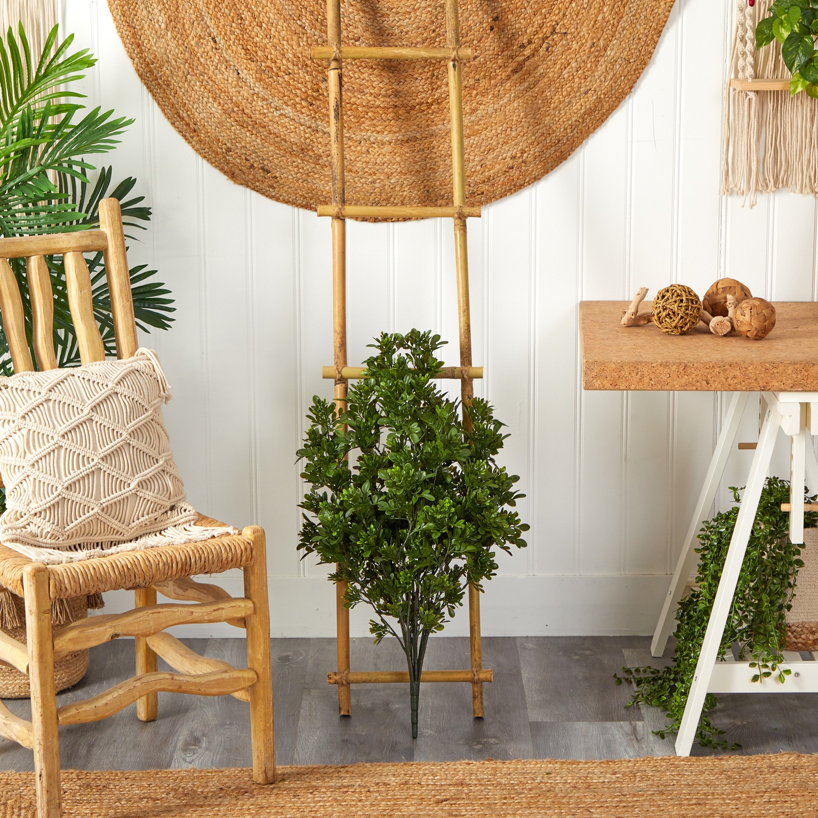 Nearly Natural 2.5ft Tea Leaf Artificial Plant UV Resistant (Indoor/Outdoor)