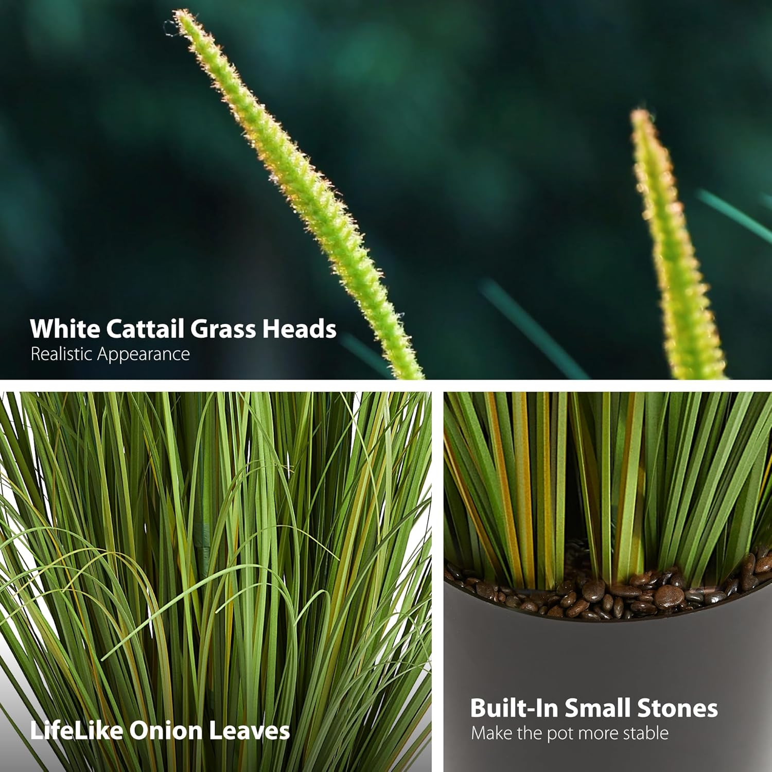3Ft 2-Pack Artificial Cattail Reed Grass, 35In Artificial Indoor Outdoor Fake On