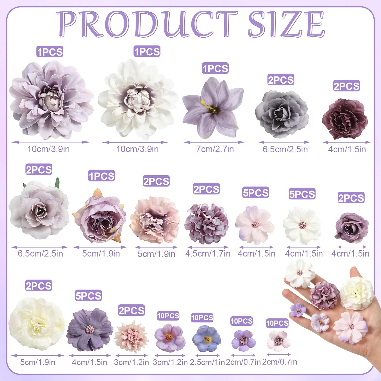 Fake Flower Heads Mini Artificial Flower Purple Faux Dahlia Rose Flowers for …