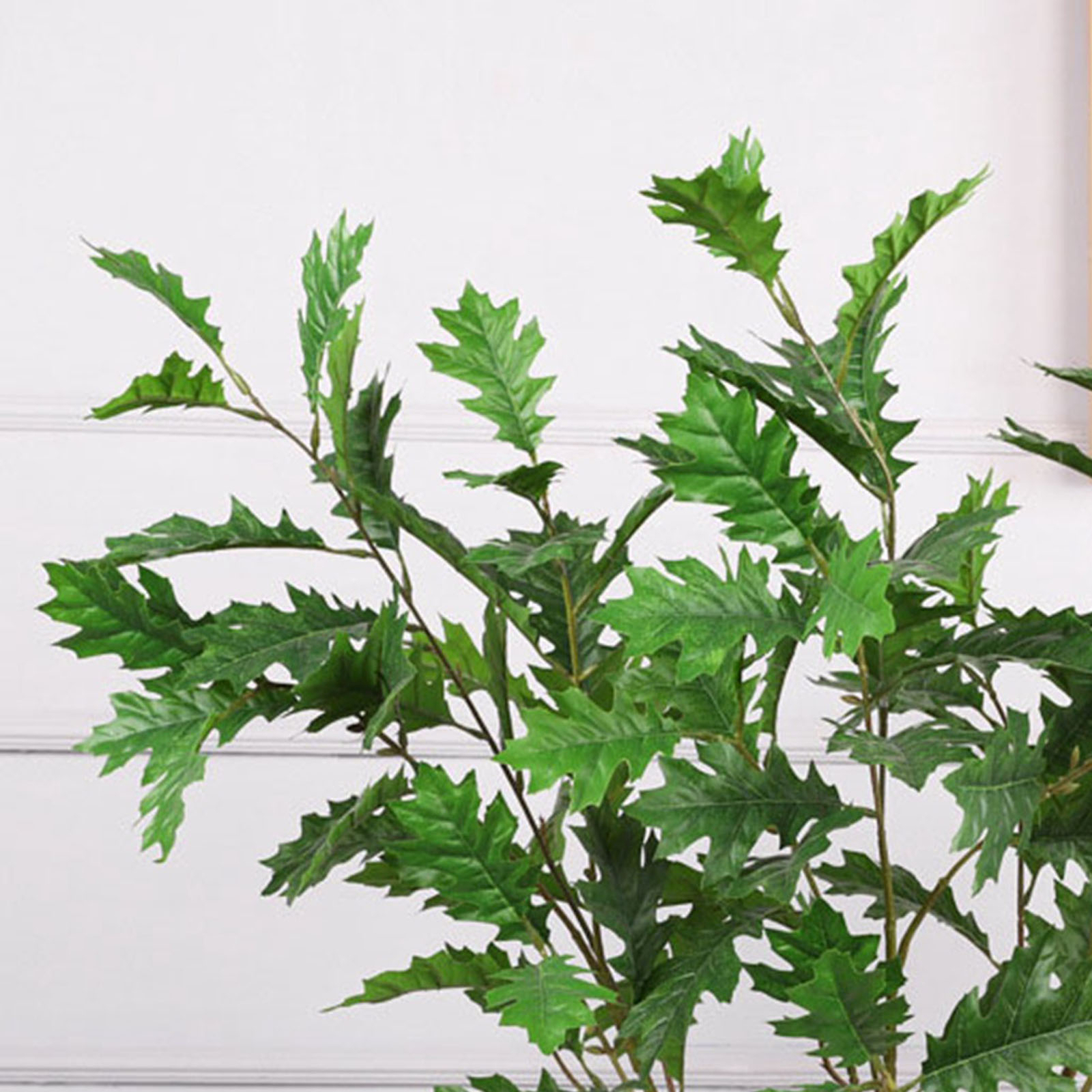 Green Artificial Oak Leaves Silk Fabric Leaves Flexible Iron Stem Decorative CH