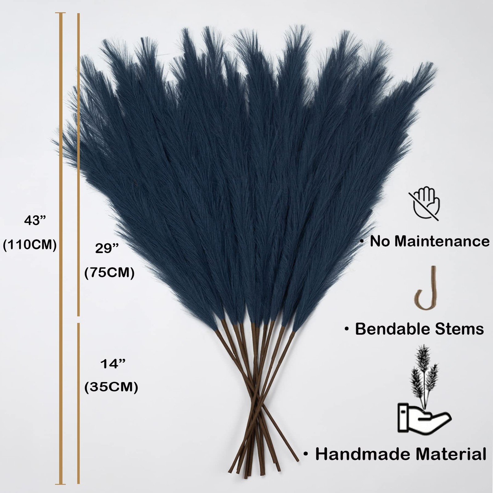 Faux Pampas Grass 6 Stems, Artificial Pampas Grass – 43 inch Total Extra Larg…