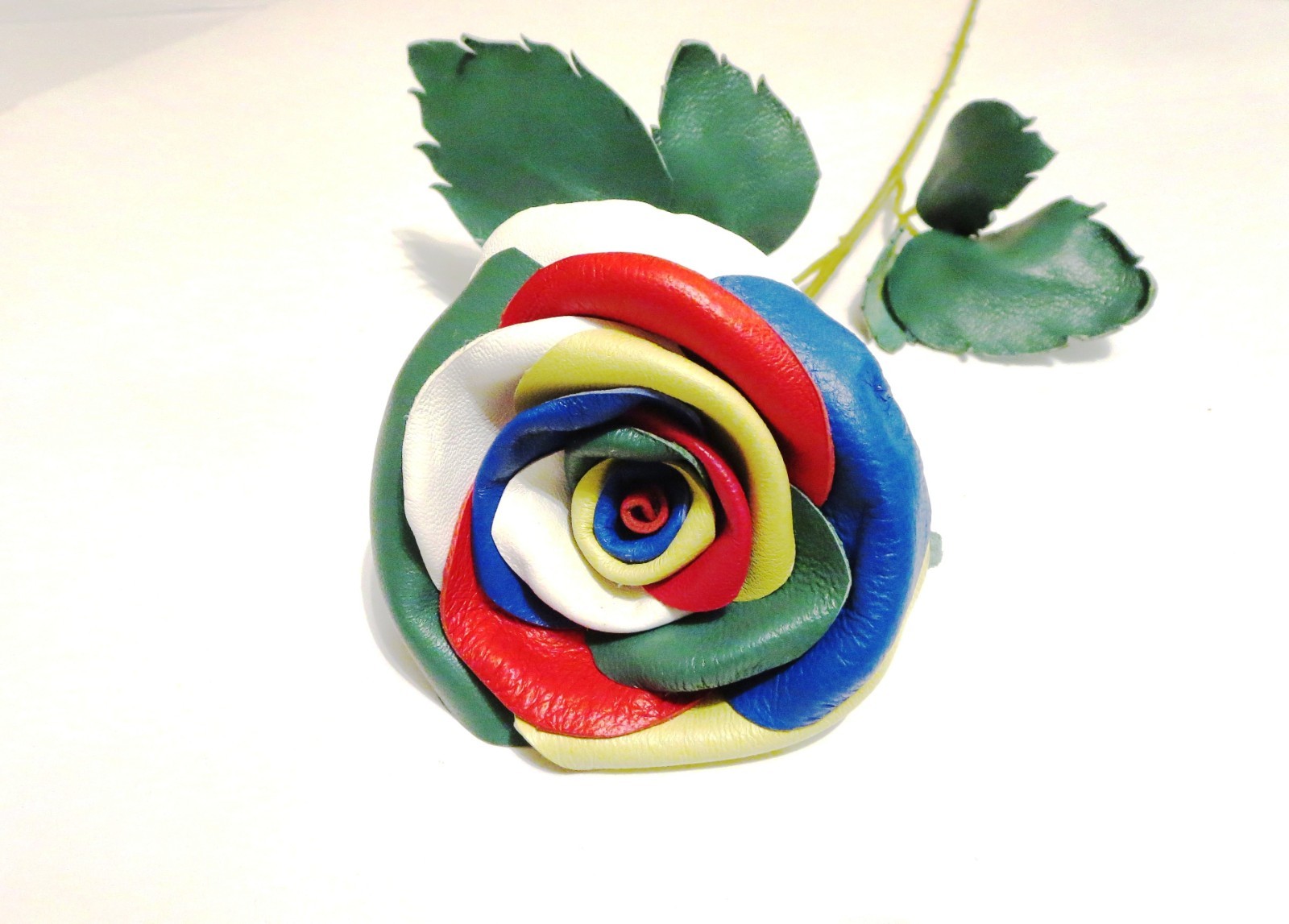 Leather Anniversary Gift pin RoseThird Wedding Anniversary Long Stem flower