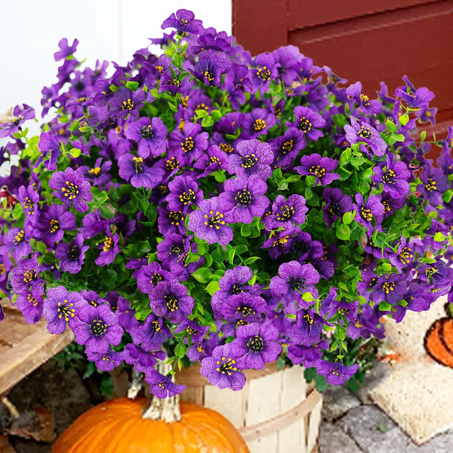 20 Bundles Artificial Flowers, UV Resistant Faux Silk Outdoor Planter Decor