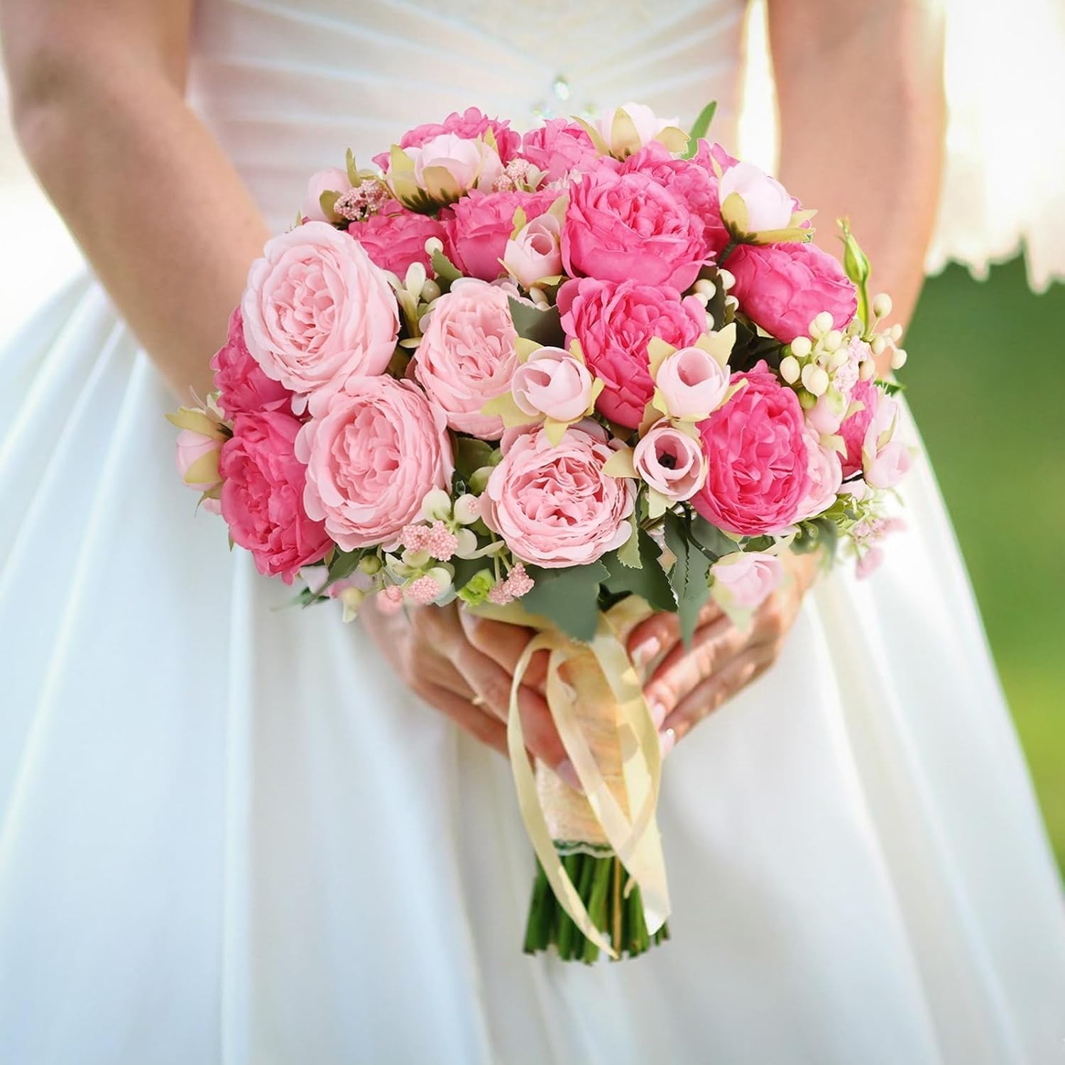2 Pack Peonies Artificial Flowers Mixed Pink Artificial Peonies Silk Peonies