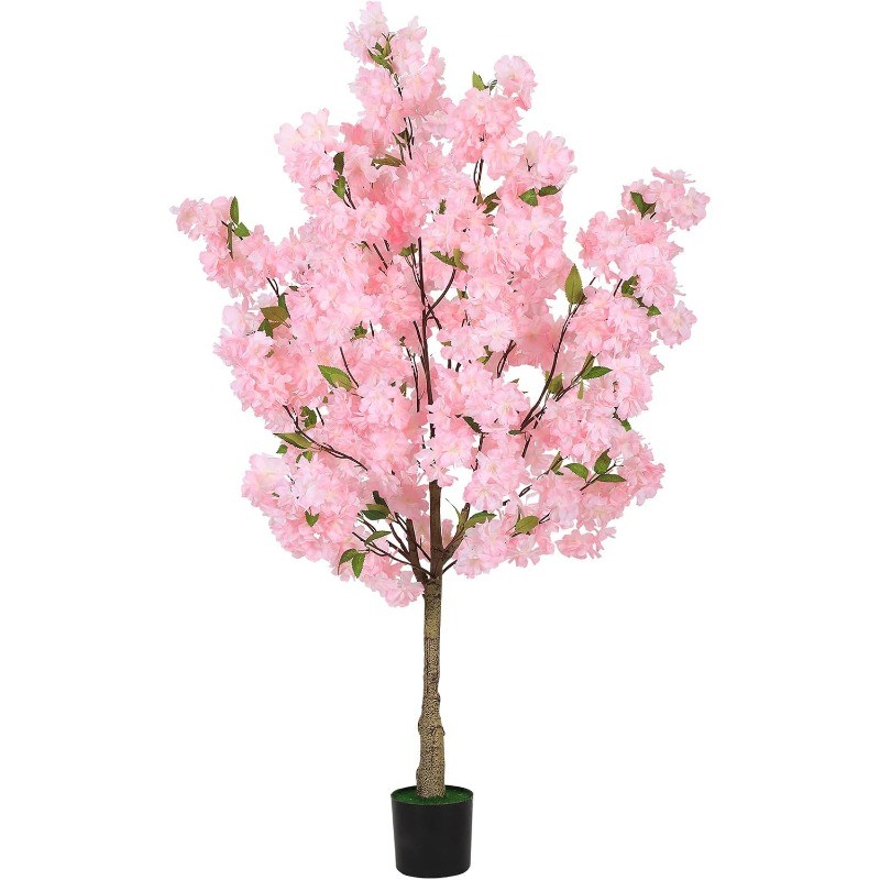 4FT Artificial Cherry Blossom Tree w/Plastic Nursery Pot for Home Office Decor