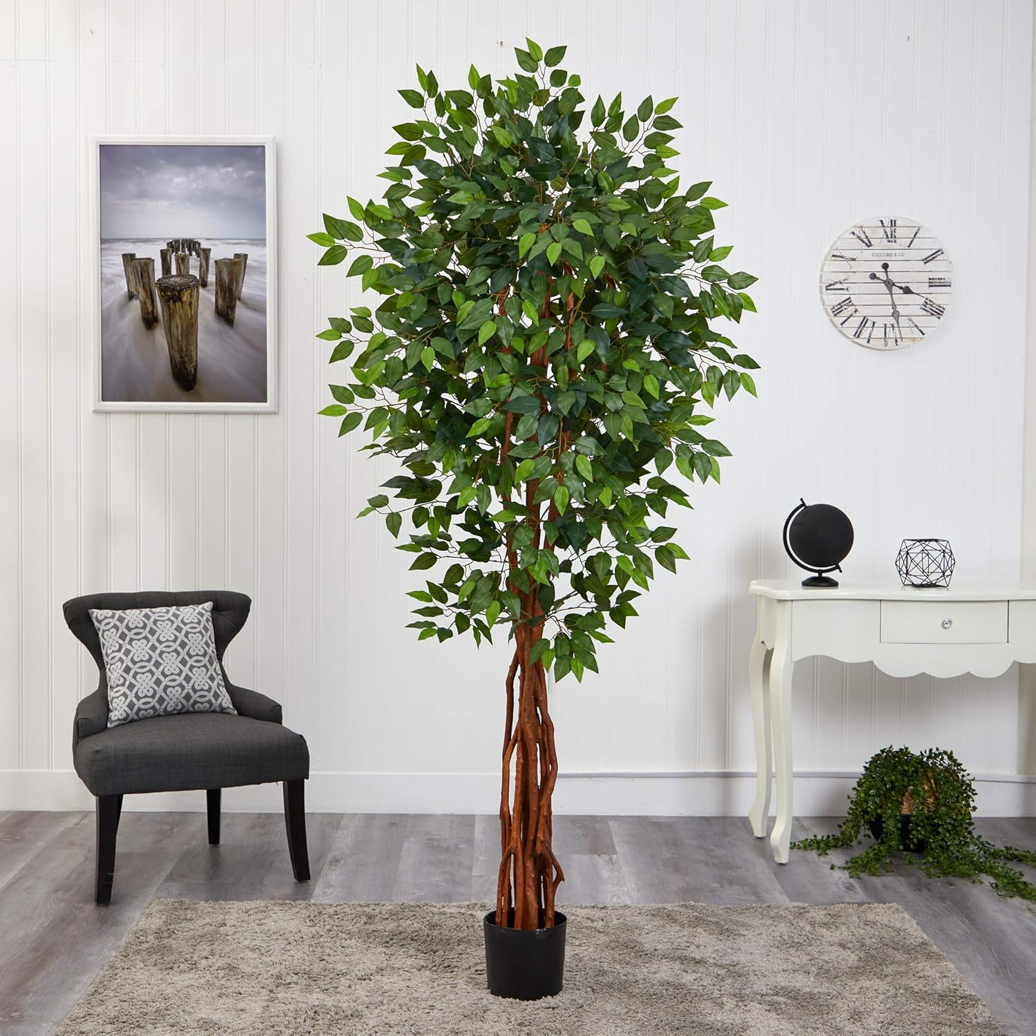 6.5Ft Super Deluxe Ficus Artificial Tree with Natural Trunk – Lifelike Decor