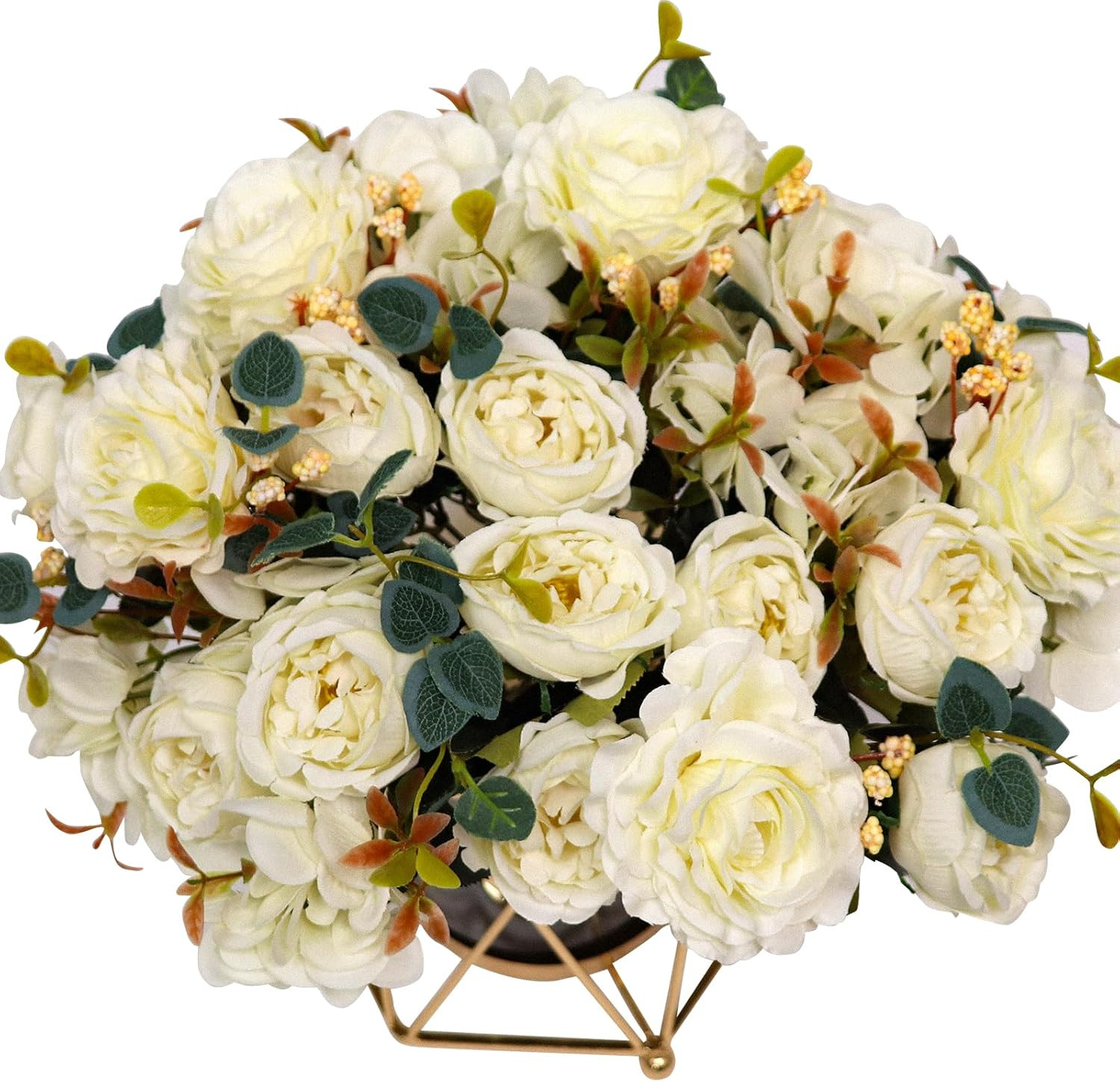 Silk Peony Bouquet in Vase – Elegant Faux Flowers for Home Decor & Centerpieces