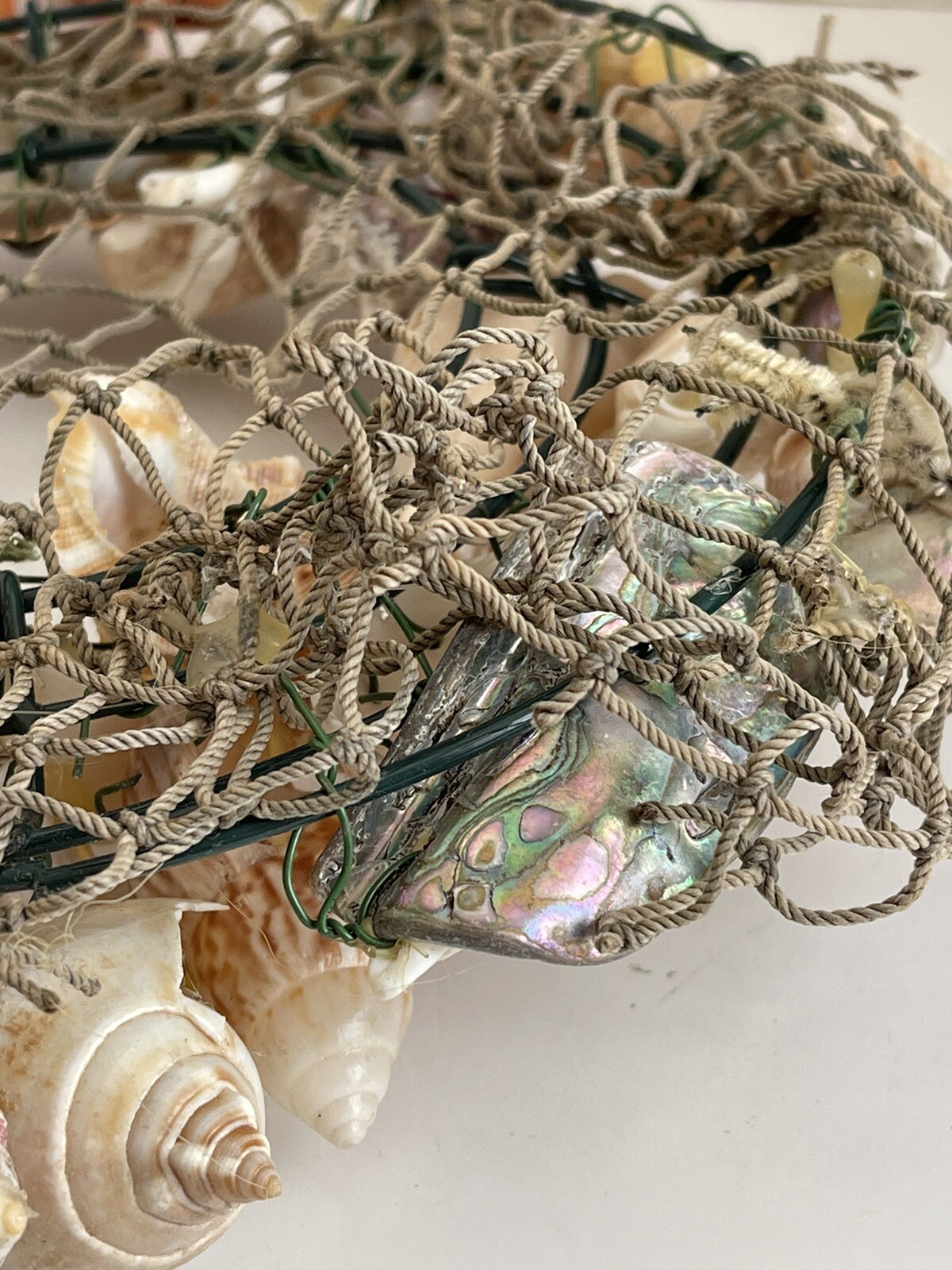 Vintage Sea Shell Wreath Coastal Home Decor Hand Crafted Real Shells Abalone 8”