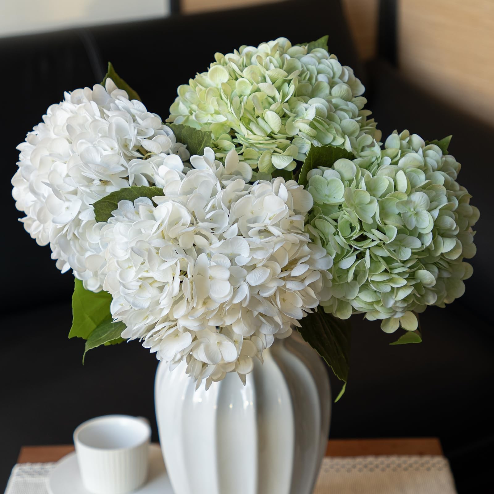 DUYONE 22″ Real Soft Touch Hydrangea Artificial Flowers Realistic,Large Long …