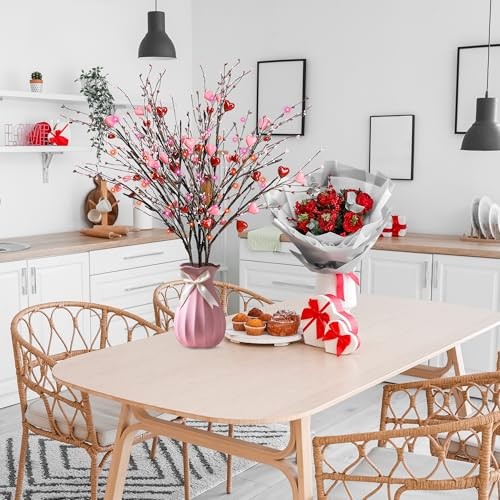 3Pcs 30″ Valentine’s Day Heart Branches Tall Artificial Stems with Red and