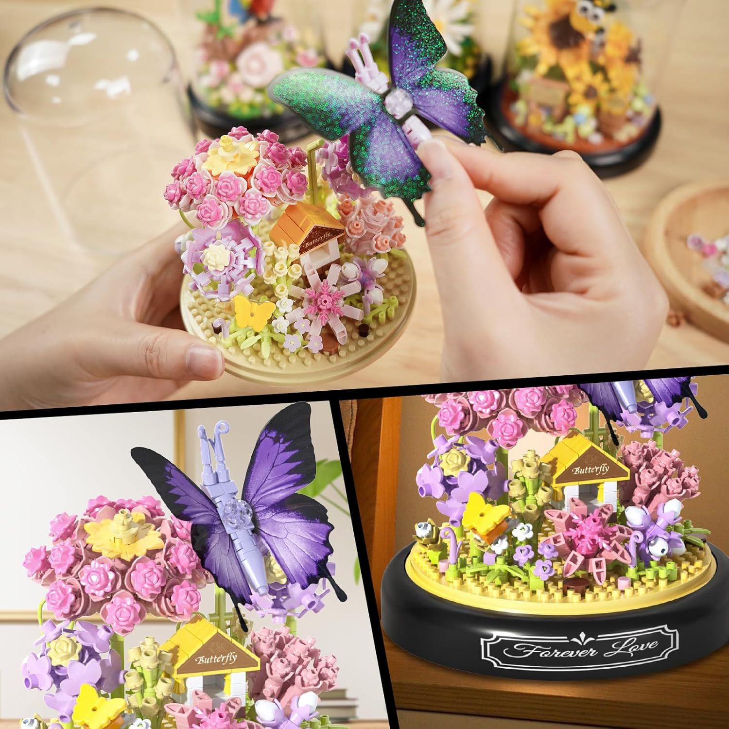 Flower Bouquet Building Kit for Adults, Animals Flowers 582 PCS Botanical Collec