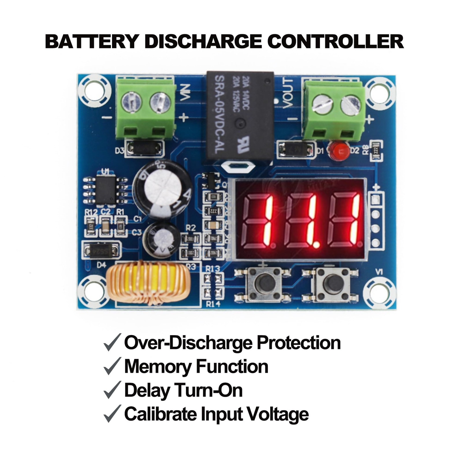 2 PCS Low Voltage Cutoff, DC 12V-36V 20A Low Voltage Disconnect Switch, Low Volt