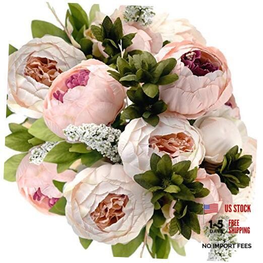 Vintage Artificial Peonies Silk Peony Flowers and Hydrangeas Rosy Pale Pink