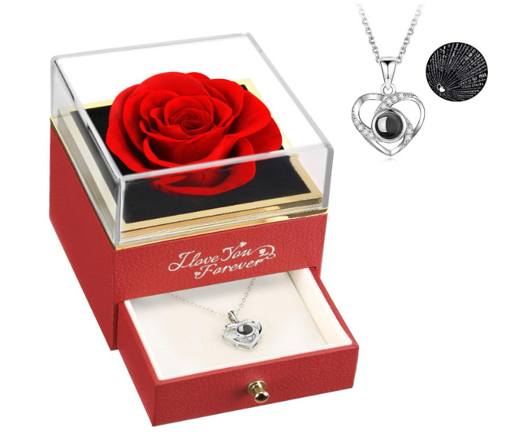 Valentines Day Gifts for Her, Preserved Real Red Rose, Forever Flowers Rose Gift