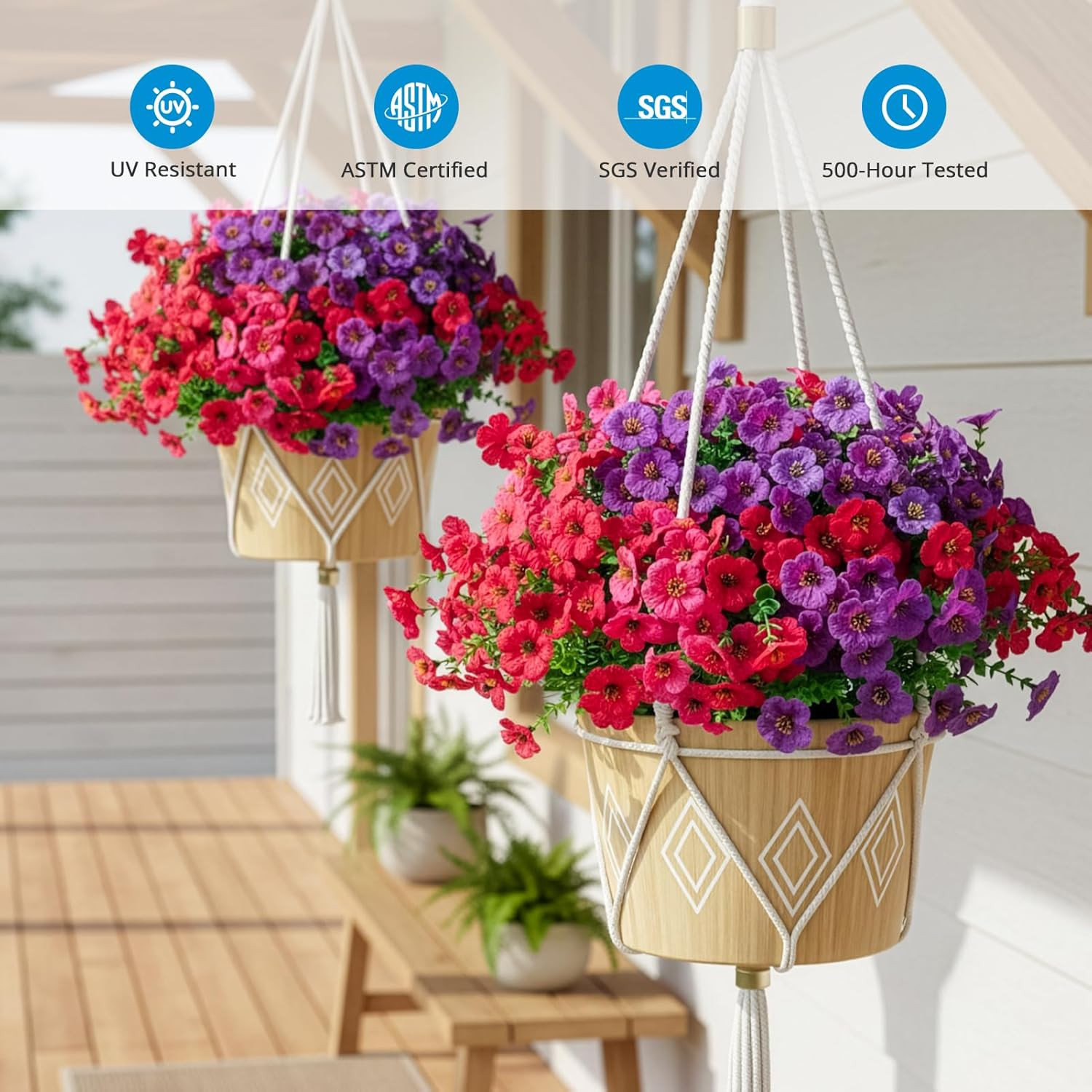 14 Bundles Outdoor Artificial Plants UV 14 PCS Red Rose Red Dark Purple Purple