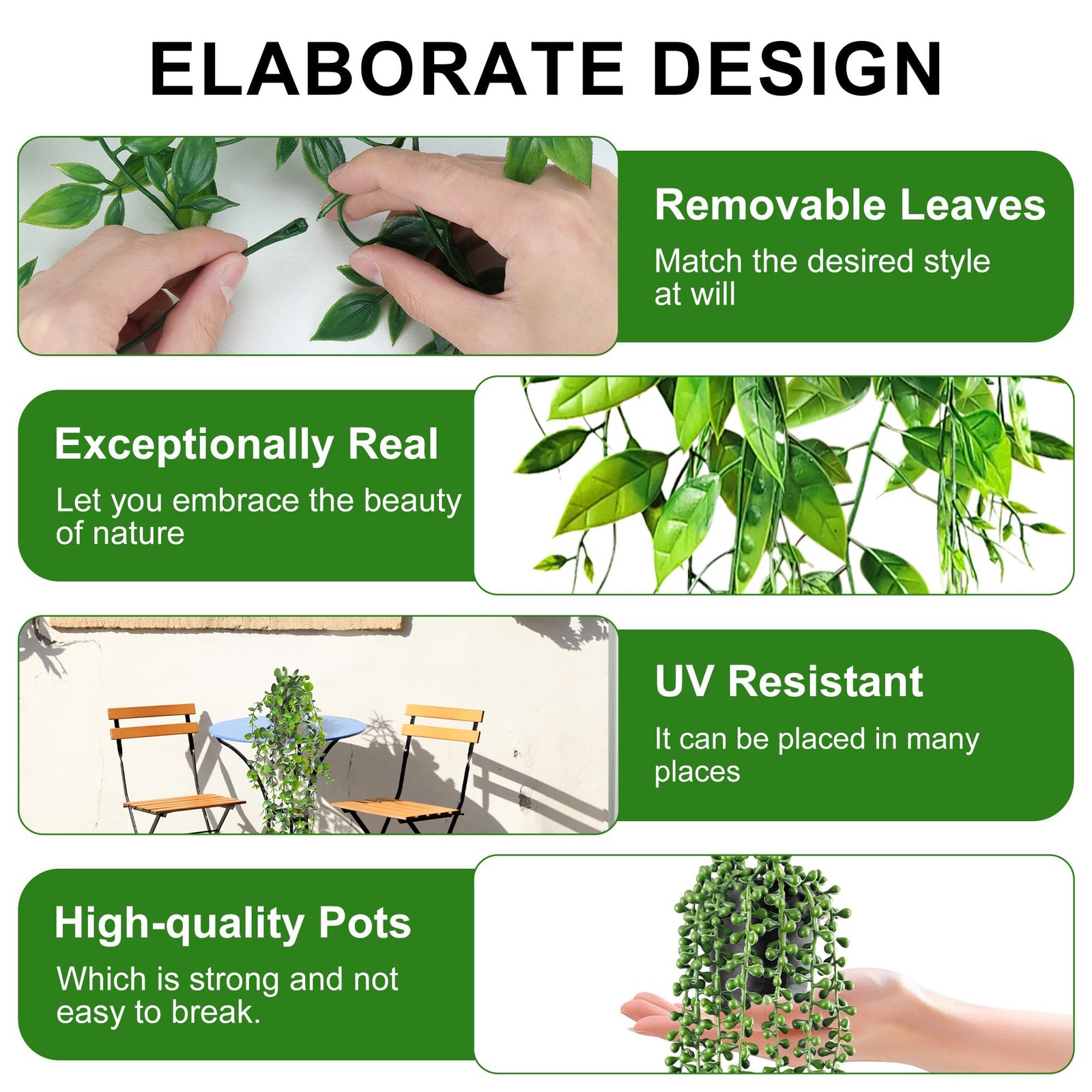 Artificial Hanging Plants Vine, Fake Potted Greenery Faux Eucalyptus, Mandala…