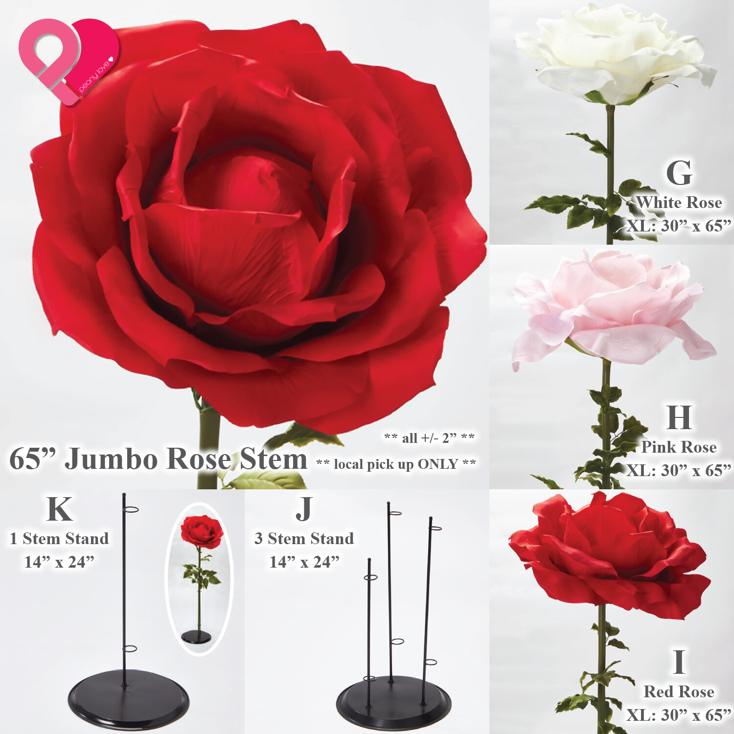Jumbo Silk Rose Peony Garland Flower Stand Artificial Giant Leaf Vine Big Large