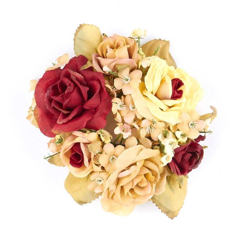 Set of 6 Artificial Rose and Gypsophila Taper 4″ Rings