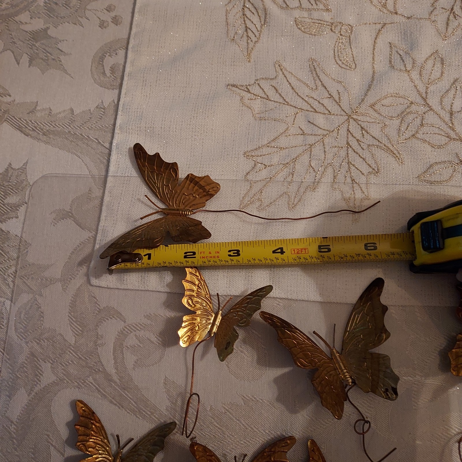 Vintage Gold Brass Color Metal Butterfly Wired Tie Ons Floral Decor Qty of 12