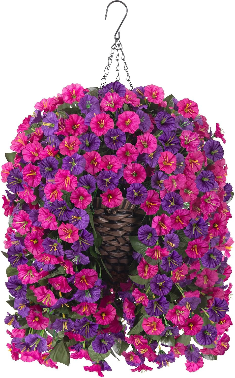UV Resistant Faux Morning Glory Hanging Baskets for Outdoor Decor