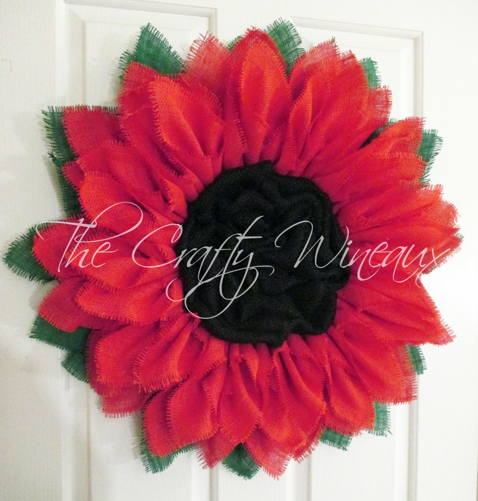 The Crafty Wineaux – Extra Thick 25″ Rich Coral Pink Burlap Sunflower Wreath