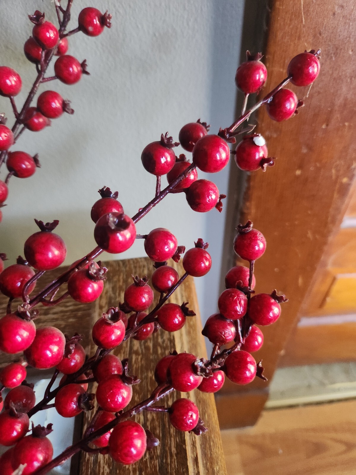 Artificial Red Berry Stem Faux Holiday Christmas Floral Branch Decor