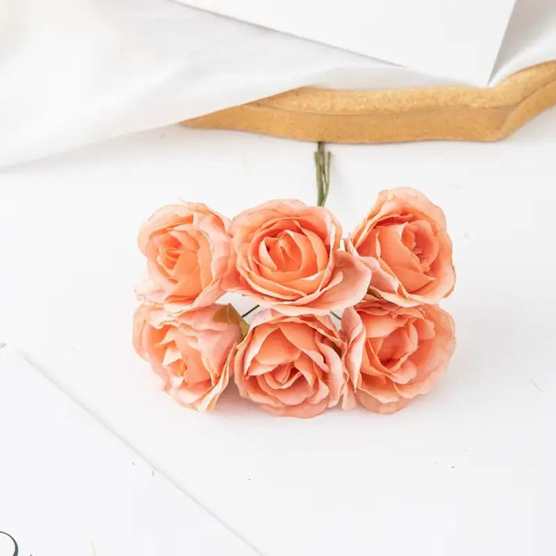 6Pcs/lot 11Cm Mini Silk Artificial Carnation For Christmas DIY Wreath Home Decor