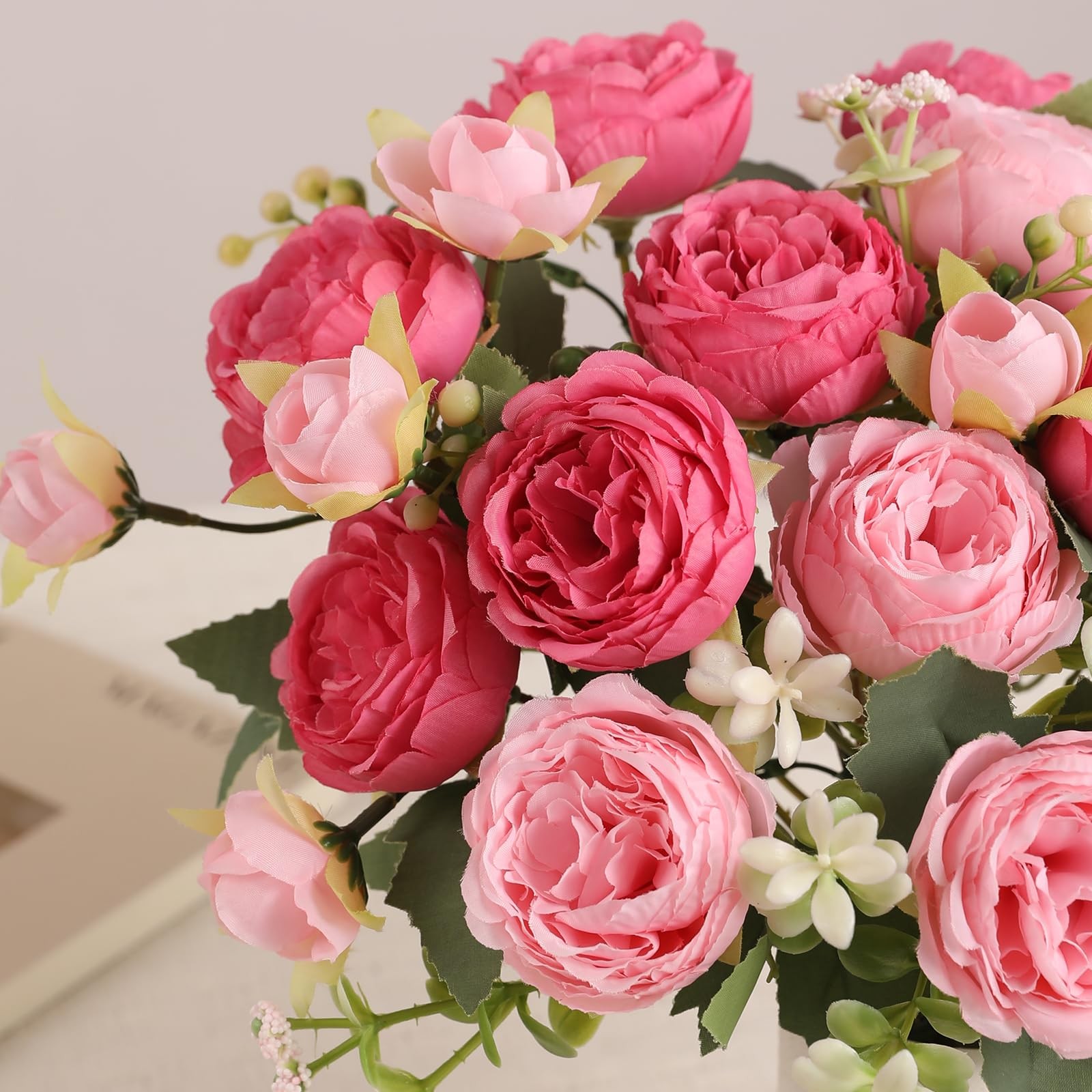 2 Bunches Silk Pink Peony Artificial Flowers Wedding Party Table Centerpieces De