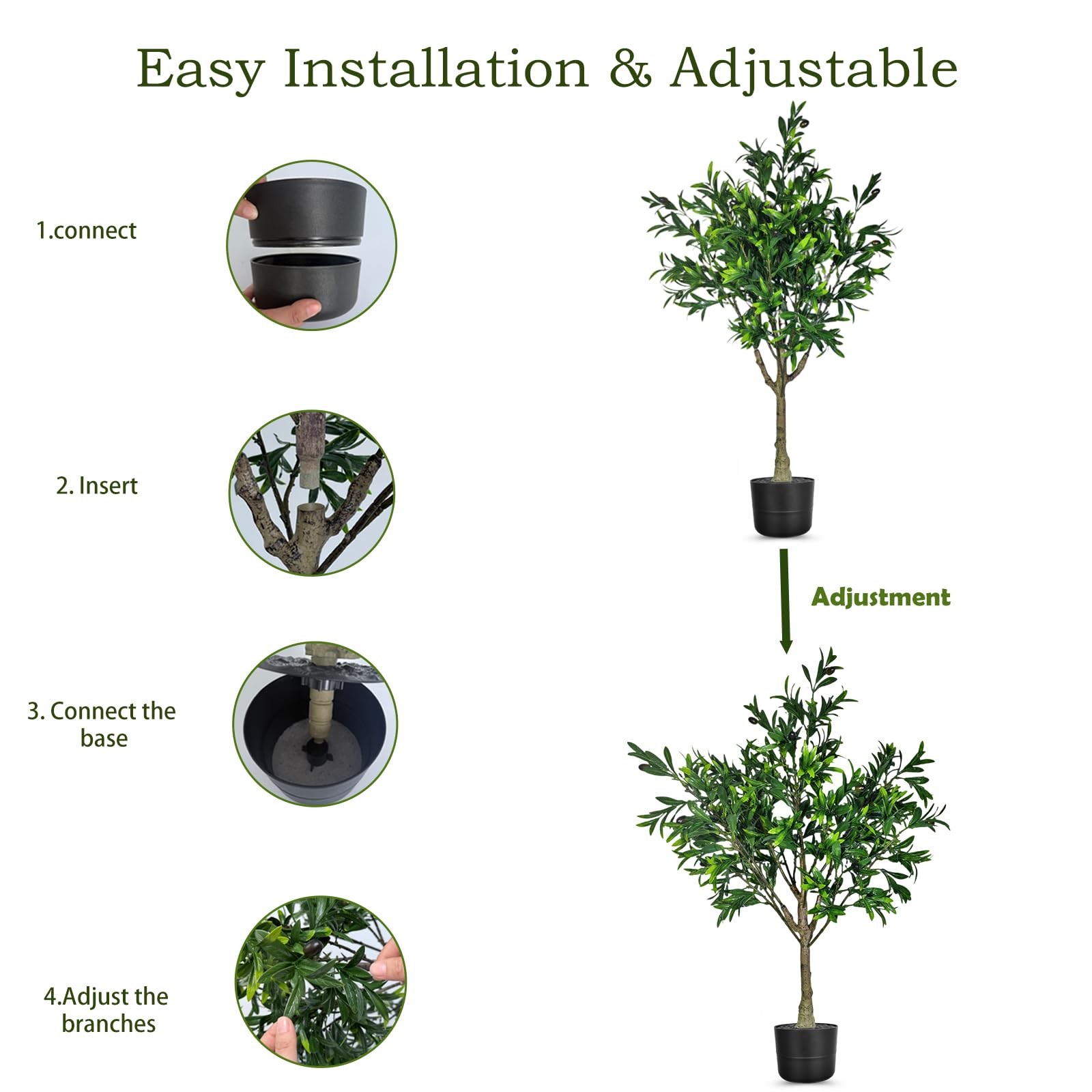 Olive Trees Artificial Indoor Outdoor Potted Artificial Plants,3.6FT Pathway …