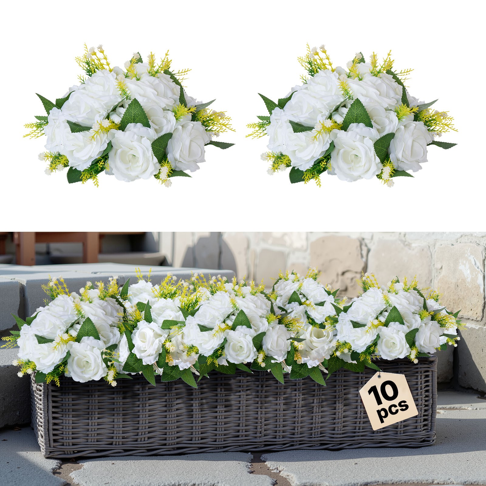 VEVOR Flower Balls Wedding Centerpieces 9.5-Inch Fake Flower Arrangement 10 PCS