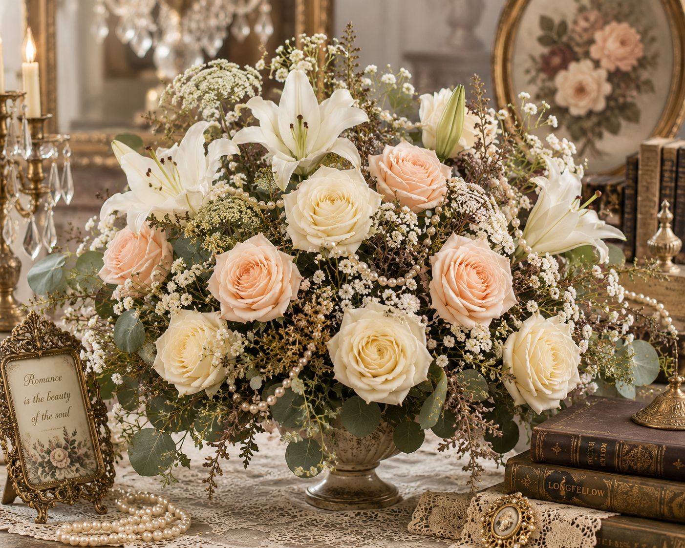 Set of 8 Artificial Peach Rose Stems 20 Inch Faux Roses Soft Peach Wedding Flowe
