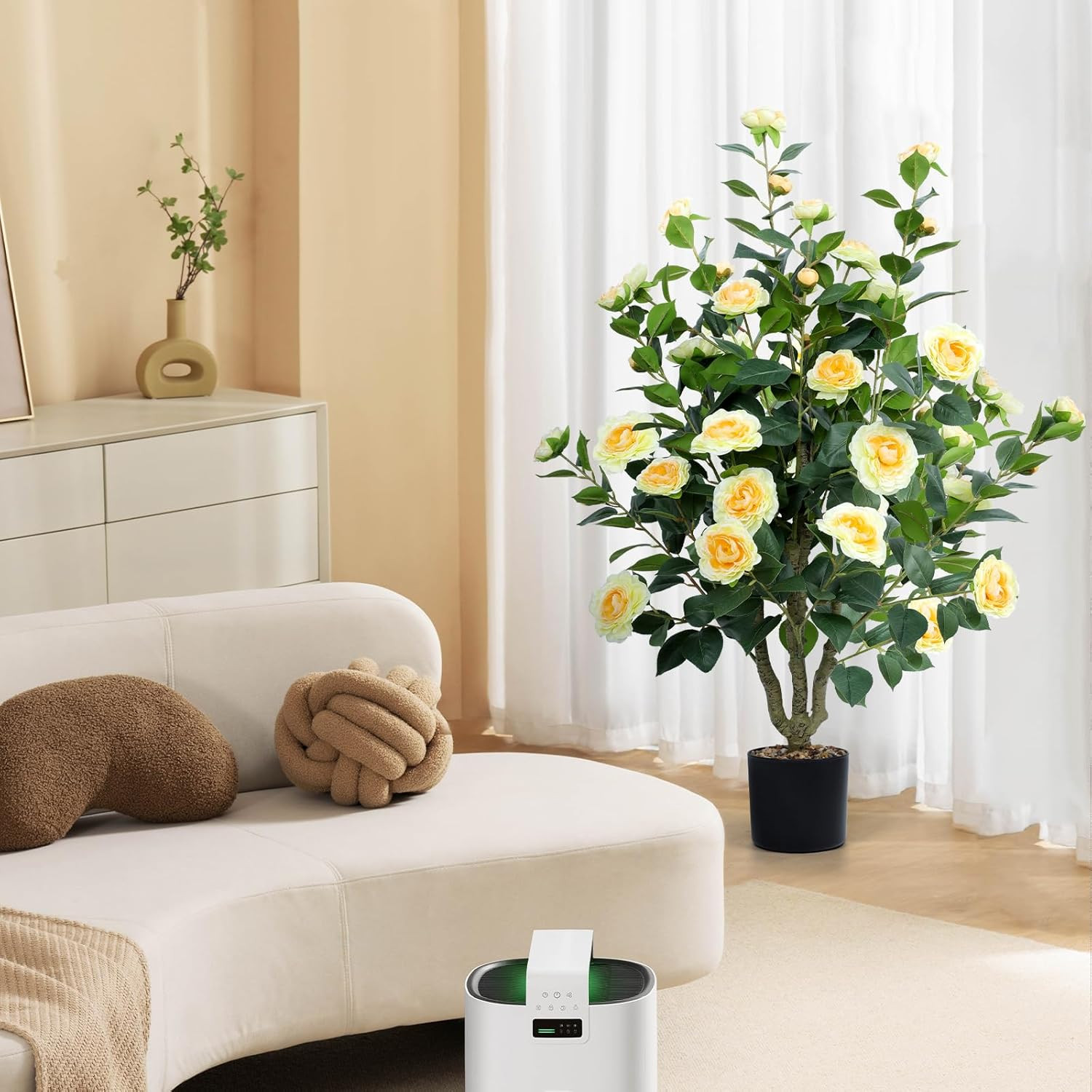 42″ Artificial Camellia Tree 2 Pack with 32 Flowers for Home & Office Decor