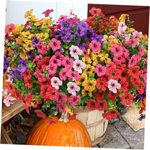 Artificial Flowers for Outdoor, UV Resistant 20 Yellow Purple Rosy Pink Red
