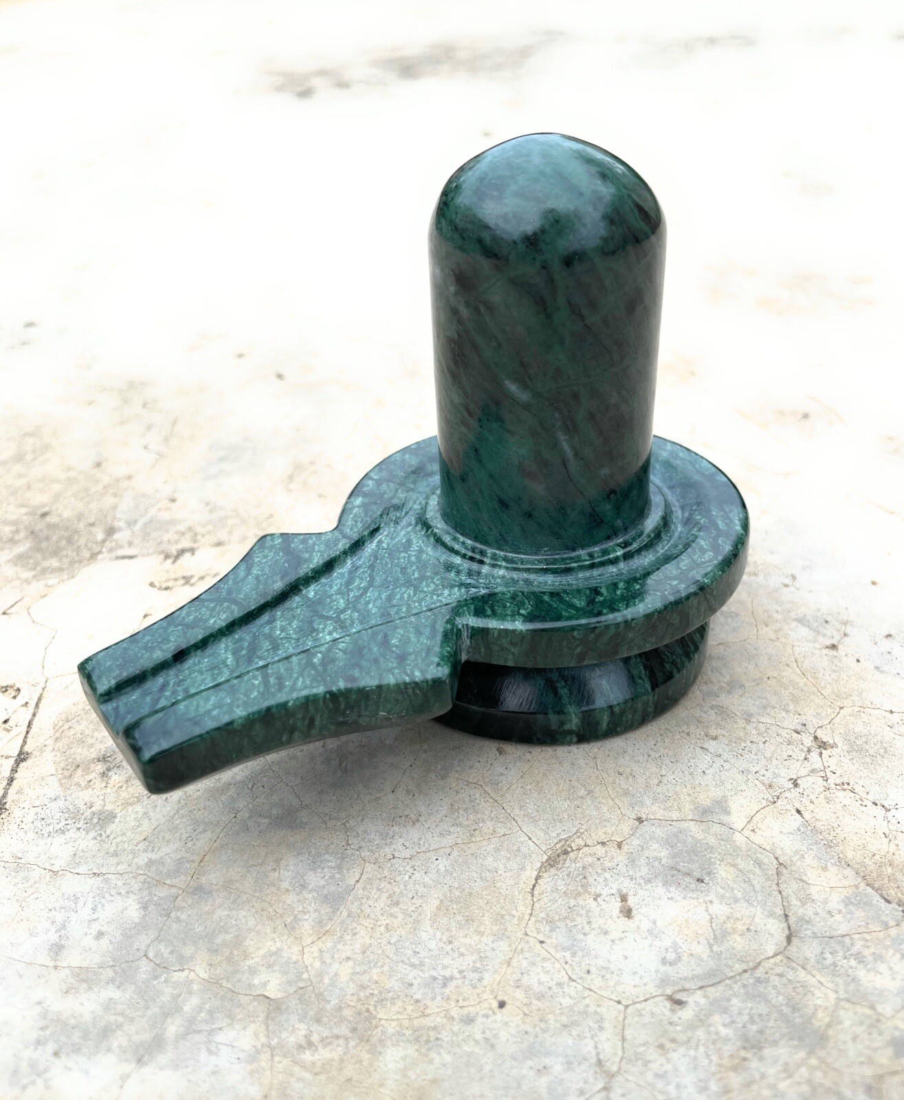 Green Marble Shivling 11 cm, Perfect Shivling For Home Pooja, Ling For Abhishek