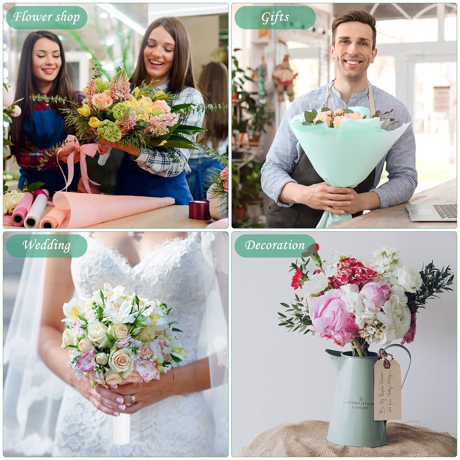 10 Pcs Artificial Flowers Foam Bouquet Holders Handle for Weddings Gardening