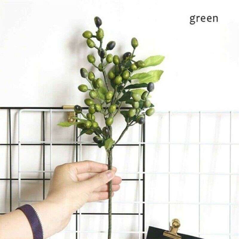 Artificial Berry Flower Fake Olive Fruit Branch Plant Home Decor Flowers Bean