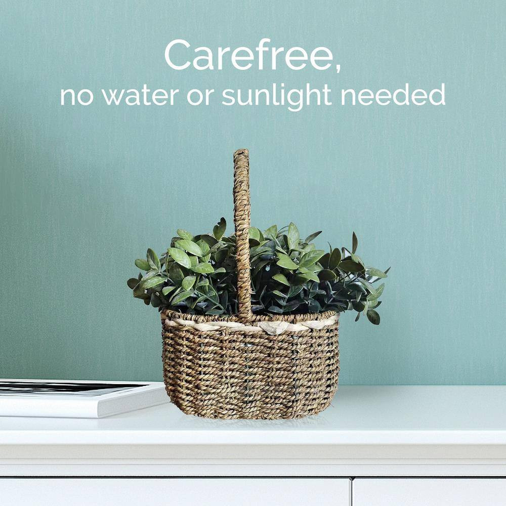10.24 In. Green Artificial Greenery in Seagrass Basket
