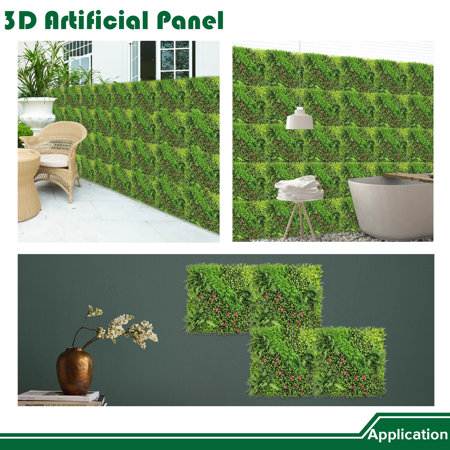 40″ Artificial Grass Mats 3D Mixed Plant Wall Ledge Decor For Home Festival #9