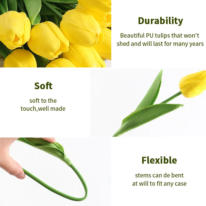 New 5/10Pieces Of Artificial Plant Tulip Soft Pole Room Dining Table Decoration