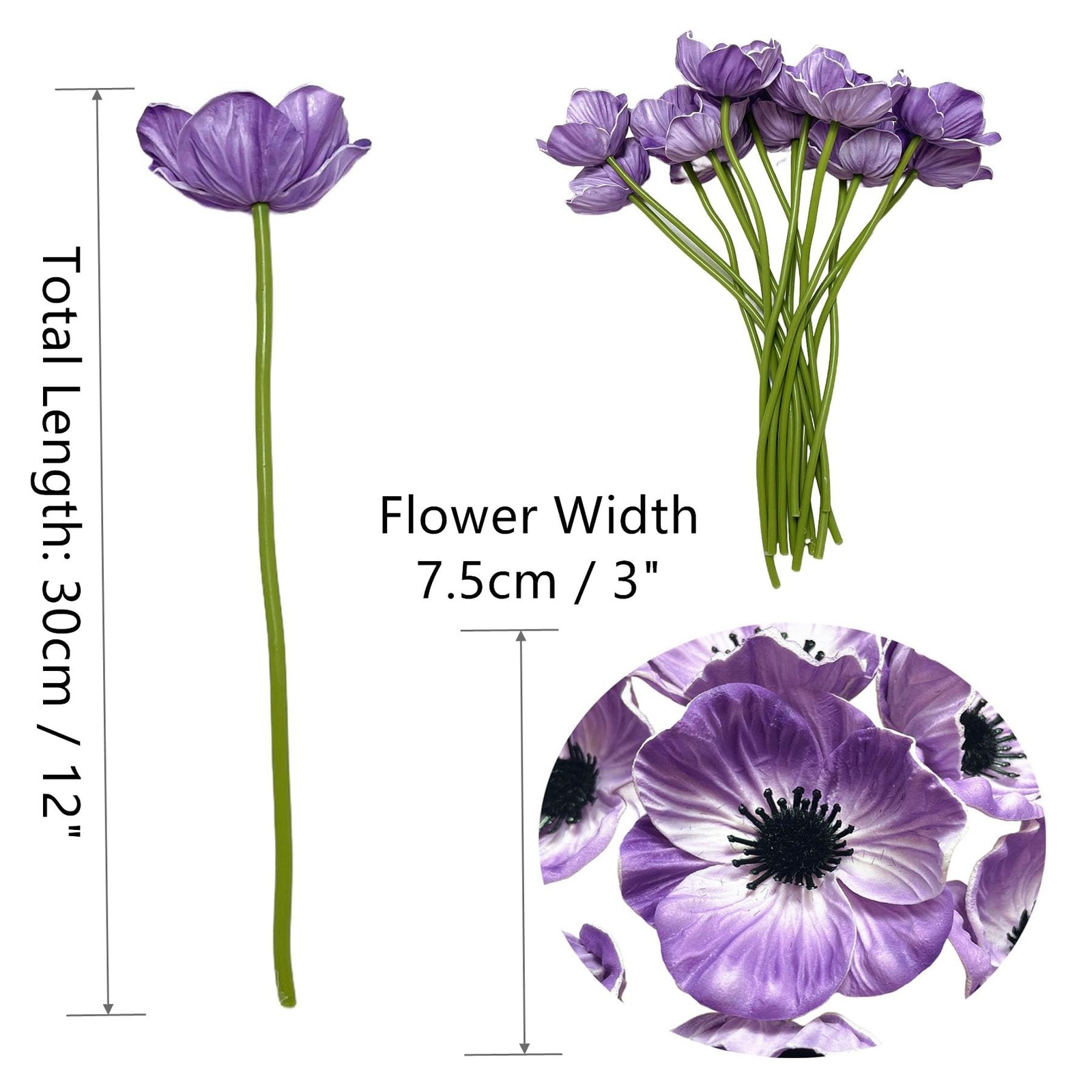 14Pcs Real Touch Anemone Poppy Bouquet for Artificial Flower Decor Kitchen Ta…