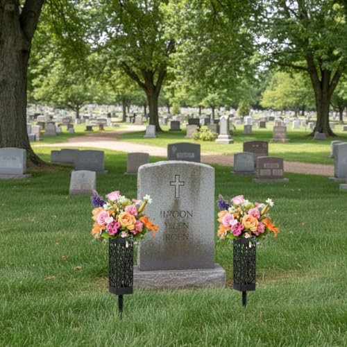 1Inch Cemetery Vases with Stake, Cemetery Artificial Flower Vase Weatherproof 2