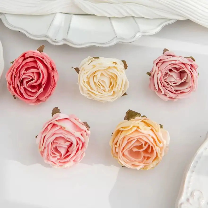 Artificial Burned Edge Rose Floral Bouquet For Wedding Home Garden Party Wreath